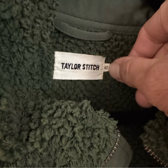 TAYLOR STITCH GREEN SHERPA FLEECE ZIP FRONT 3 POCKET TRUCKER JACKET, SIZE 42 - Picture 3 of 4